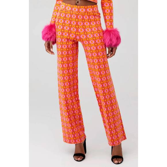 SHOW ME YOUR MUMU Pants - SHOW ME YOUR MUMU pre-loved zermatt sweater pant in pink geo jacquard